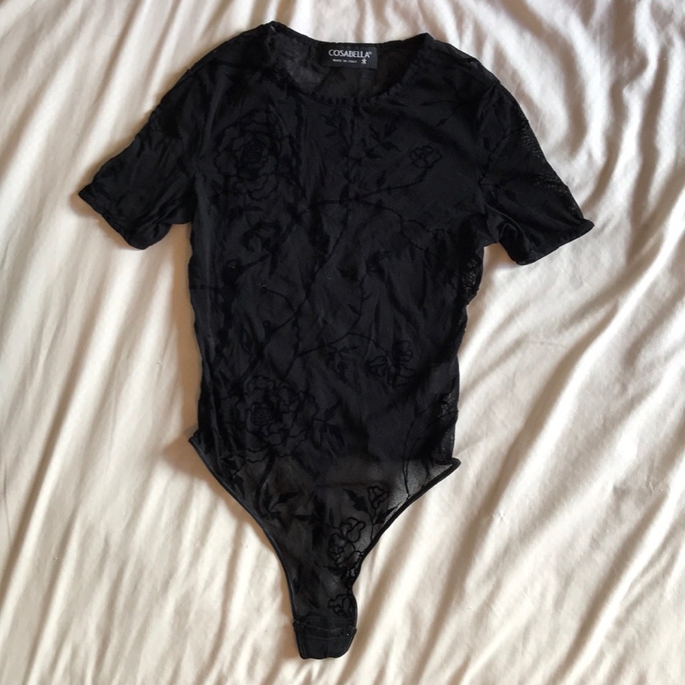 Cosabella Bodysuit with Velvet Rose Burnout